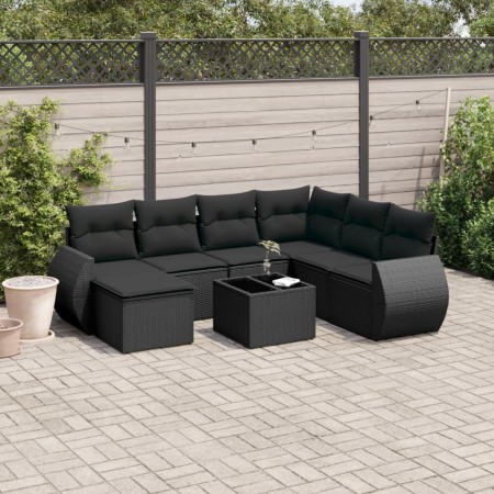 Set de sofás de jardín 8 piezas y cojines ratán sintético negro de , Conjuntos de jardín - Ref: Foro24-3254042, Precio: 505,8...