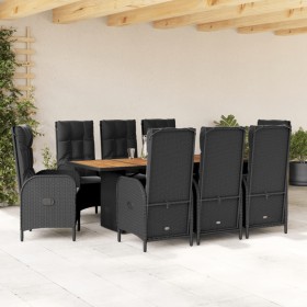 Set de comedor de jardín 9 pzas y cojines ratán sintético negro en Conjuntos de jardín | Comprar online en Foru.es