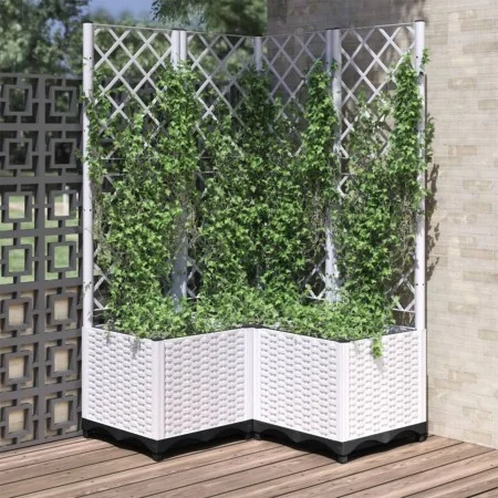 Jardinera con enrejado PP blanco 80x80x136 cm de , Maceteros y jardineras - Ref: Foro24-153286, Precio: 121,69 €, Descuento: %