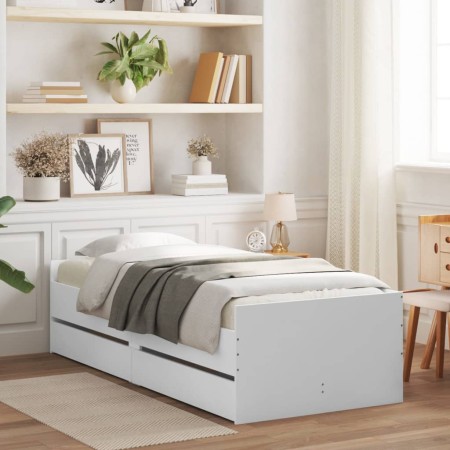 Estructura de cama con cajones blanco 90x190 cm de , Camas y somieres - Ref: Foro24-3207350, Precio: 173,43 €, Descuento: %