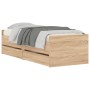Estructura de cama con cajones roble Sonoma 90x190 cm de , Camas y somieres - Ref: Foro24-3207352, Precio: 172,57 €, Descuent...