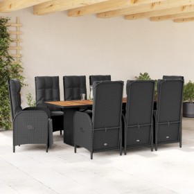 Set de comedor de jardín 9 pzas y cojines ratán sintético negro en Conjuntos de jardín | Comprar online en Foru.es
