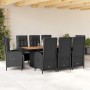 Set de comedor de jardín 9 pzas y cojines ratán sintético negro en Conjuntos de jardín | Comprar online en Foru.es