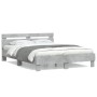 Cama con cabecero madera de ingeniería gris hormigón 140x200 cm de , Camas y somieres - Ref: Foro24-3207423, Precio: 141,87 €...