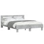 Cama con cabecero madera de ingeniería gris hormigón 140x200 cm de , Camas y somieres - Ref: Foro24-3207423, Precio: 141,87 €...
