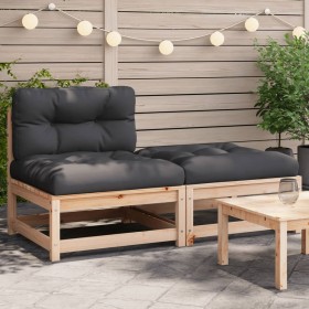 Sofá de jardín sin reposabrazos con cojines y reposapiés de , Sofás modulares de exterior - Ref: Foro24-838125, Precio: 128,9...