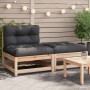 Sofá de jardín sin reposabrazos con cojines y reposapiés de , Sofás modulares de exterior - Ref: Foro24-838125, Precio: 128,9...