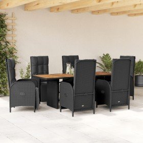 Set de comedor de jardín 7 pzas y cojines ratán sintético negro en Conjuntos de jardín | Comprar online en Foru.es
