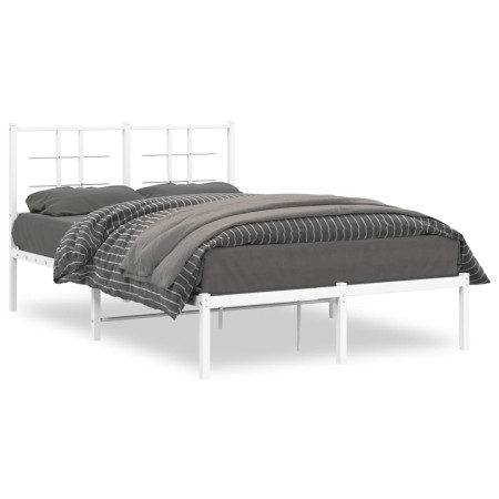Estructura de cama de metal con cabecero blanca 120x200 cm de , Camas y somieres - Ref: Foro24-355608, Precio: 82,68 €, Descu...