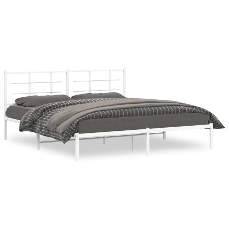 Estructura de cama de metal con cabecero blanco 183x213 cm de , Camas y somieres - Ref: Foro24-355615, Precio: 89,64 €, Descu...