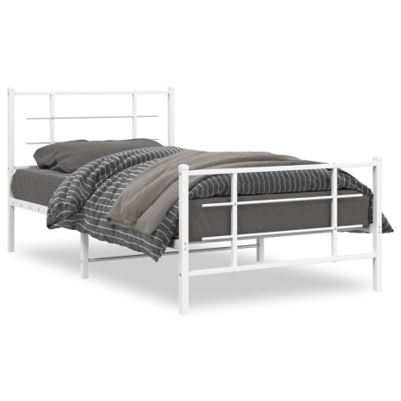 Estructura cama metal cabecero y estribo blanca 100x190 cm de , Camas y somieres - Ref: Foro24-355622, Precio: 61,81 €, Descu...