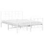 Estructura cama metal con cabecero y estribo blanco 140x200 cm de , Camas y somieres - Ref: Foro24-355629, Precio: 97,47 €, D...