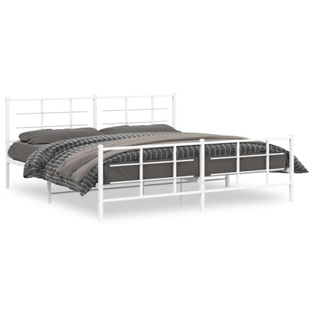 Estructura cama metal con cabecero y pie cama blanco 193x203 cm de , Camas y somieres - Ref: Foro24-355634, Precio: 107,81 €,...