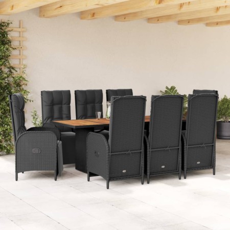 Set de comedor de jardín 9 pzas y cojines ratán sintético negro en Conjuntos de jardín | Comprar online en Foru.es