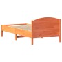Estructura cama con cabecero madera pino marrón cera 90x200 cm de , Camas y somieres - Ref: Foro24-842621, Precio: 96,62 €, D...