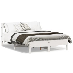 Estructura de cama con cabecero madera pino blanco 160x200 cm de , Camas y somieres - Ref: Foro24-3216207, Precio: 201,11 €, ...