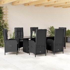Set de comedor de jardín 7 pzas y cojines ratán sintético negro en Conjuntos de jardín | Comprar online en Foru.es