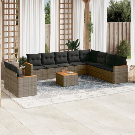 Set de sofás de jardín 11 pzas y cojines ratán sintético gris de , Conjuntos de jardín - Ref: Foro24-3258525, Precio: 648,66 ...
