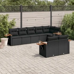 Set de sofás de jardín 8 piezas y cojines ratán sintético negro de , Conjuntos de jardín - Ref: Foro24-3259388, Precio: 613,8...