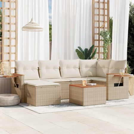 Set sofás de jardín 7 piezas y cojines ratán sintético beige de , Conjuntos de jardín - Ref: Foro24-3259426, Precio: 496,52 €...