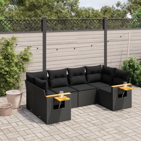 Set de sofás de jardín 6 piezas y cojines ratán sintético negro de , Conjuntos de jardín - Ref: Foro24-3259500, Precio: 486,5...