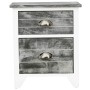Mesita de noche madera de Paulownia gris y blanca 38x28x45 cm de vidaXL, Mesitas de noche - Ref: Foro24-284047, Precio: 51,28...