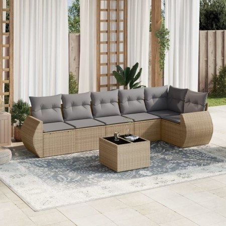 Set sofás de jardín 7 piezas y cojines ratán sintético beige de , Conjuntos de jardín - Ref: Foro24-3253736, Precio: 482,66 €...