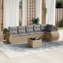 Set sofás de jardín 7 piezas y cojines ratán sintético beige de , Conjuntos de jardín - Ref: Foro24-3253736, Precio: 482,66 €...