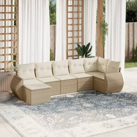 7-piece garden sofa set and beige synthetic rattan cushions by , Garden sets - Ref: Foro24-3254015, Price: 519,80 €, Discount: %