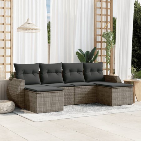 Set de muebles de jardín 6 pzas y cojines ratán sintético gris de , Conjuntos de jardín - Ref: Foro24-3254057, Precio: 376,26...