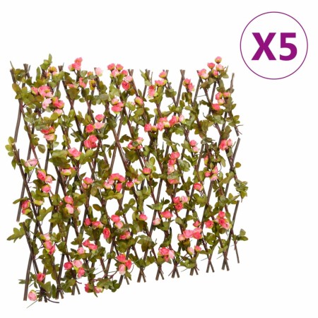 Enrejado expansible hiedra artificial rosa 5 uds 180x60 cm de , Paneles de vallas - Ref: Foro24-366579, Precio: 128,91 €, Des...