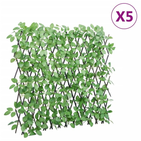 Enrejado expansible hiedra artificial verde 5 uds 180x65 cm de , Paneles de vallas - Ref: Foro24-366587, Precio: 120,64 €, De...