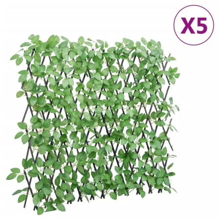 Enrejado expansible hiedra artificial verde 5 uds 180x65 cm de , Paneles de vallas - Ref: Foro24-366587, Precio: 135,74 €, De...