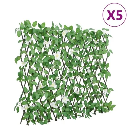 Enrejado expansible de hiedra artificial verde 5 uds 186x30 cm de , Paneles de vallas - Ref: Foro24-366591, Precio: 124,05 €,...