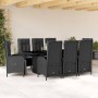 Set de comedor de jardín 9 pzas y cojines ratán sintético negro en Conjuntos de jardín | Comprar online en Foru.es