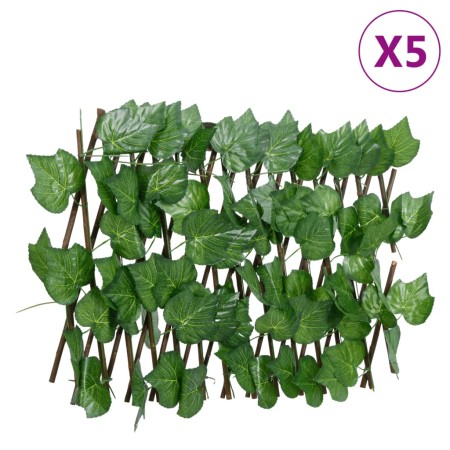 Enrejado expansible de parra artificial verde 5 uds 180x20 cm de , Paneles de vallas - Ref: Foro24-366581, Precio: 29,38 €, D...