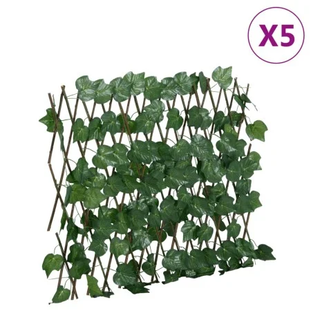 Enrejado expansible de parra artificial verde 5 uds 190x60 cm de , Paneles de vallas - Ref: Foro24-366583, Precio: 57,66 €, D...