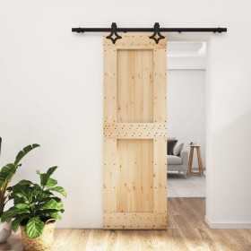Puerta corredera con herrajes madera maciza de pino 70x210 cm de , Puertas - Ref: Foro24-3203128, Precio: 170,59 €, Descuento: %