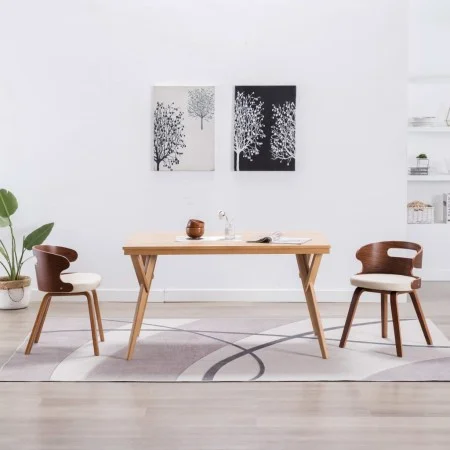 Sillas de comedor 2 uds madera curvada y cuero sintético crema de vidaXL, Sillas de comedor - Ref: Foro24-283106, Precio: 286...