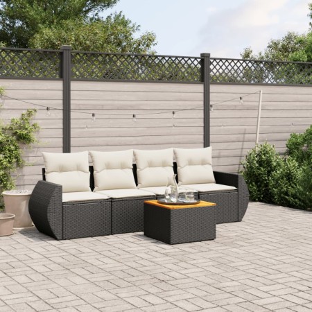 Set de muebles de jardín 5 pzas y cojines ratán sintético negro de , Conjuntos de jardín - Ref: Foro24-3224880, Precio: 295,2...