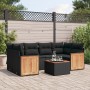 Set de comedor de jardín 7 pzas y cojines ratán sintético negro de , Conjuntos de jardín - Ref: Foro24-3227476, Precio: 438,5...