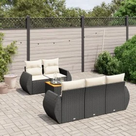 Set de sofás de jardín 6 piezas y cojines ratán sintético negro de , Conjuntos de jardín - Ref: Foro24-3224887, Precio: 425,3...