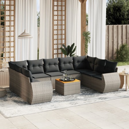 Set de sofás de jardín 10 pzas con cojines ratán sintético gris de , Conjuntos de jardín - Ref: Foro24-3225150, Precio: 600,8...