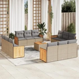 Set sofás de jardín con cojines 13 pzas ratán sintético beige de , Conjuntos de jardín - Ref: Foro24-3227522, Precio: 971,71 ...