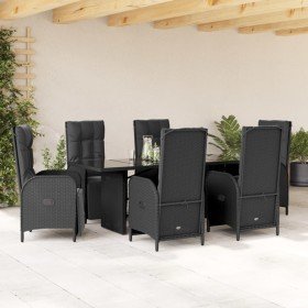 Set de comedor de jardín 7 pzas y cojines ratán sintético negro en Conjuntos de jardín | Comprar online en Foru.es