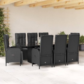 Set de comedor de jardín 9 pzas y cojines ratán sintético negro en Conjuntos de jardín | Comprar online en Foru.es