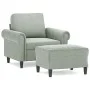 Sillón con taburete terciopelo gris claro 60 cm de , Sofás - Ref: Foro24-3201205, Precio: 213,17 €, Descuento: %