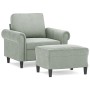 Sillón con taburete terciopelo gris claro 60 cm de , Sofás - Ref: Foro24-3201205, Precio: 216,76 €, Descuento: %