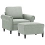 Sillón con taburete terciopelo gris claro 60 cm de , Sofás - Ref: Foro24-3201205, Precio: 216,76 €, Descuento: %