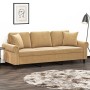 Sofá de 3 plazas con cojines terciopelo marrón 180 cm de , Sofás - Ref: Foro24-3200962, Precio: 342,62 €, Descuento: %